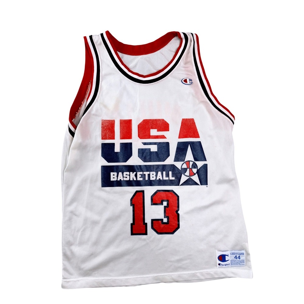 Champion Chris Mullin USA Basketball Jersey 13 Dream Team 1992 White Mens 44 L